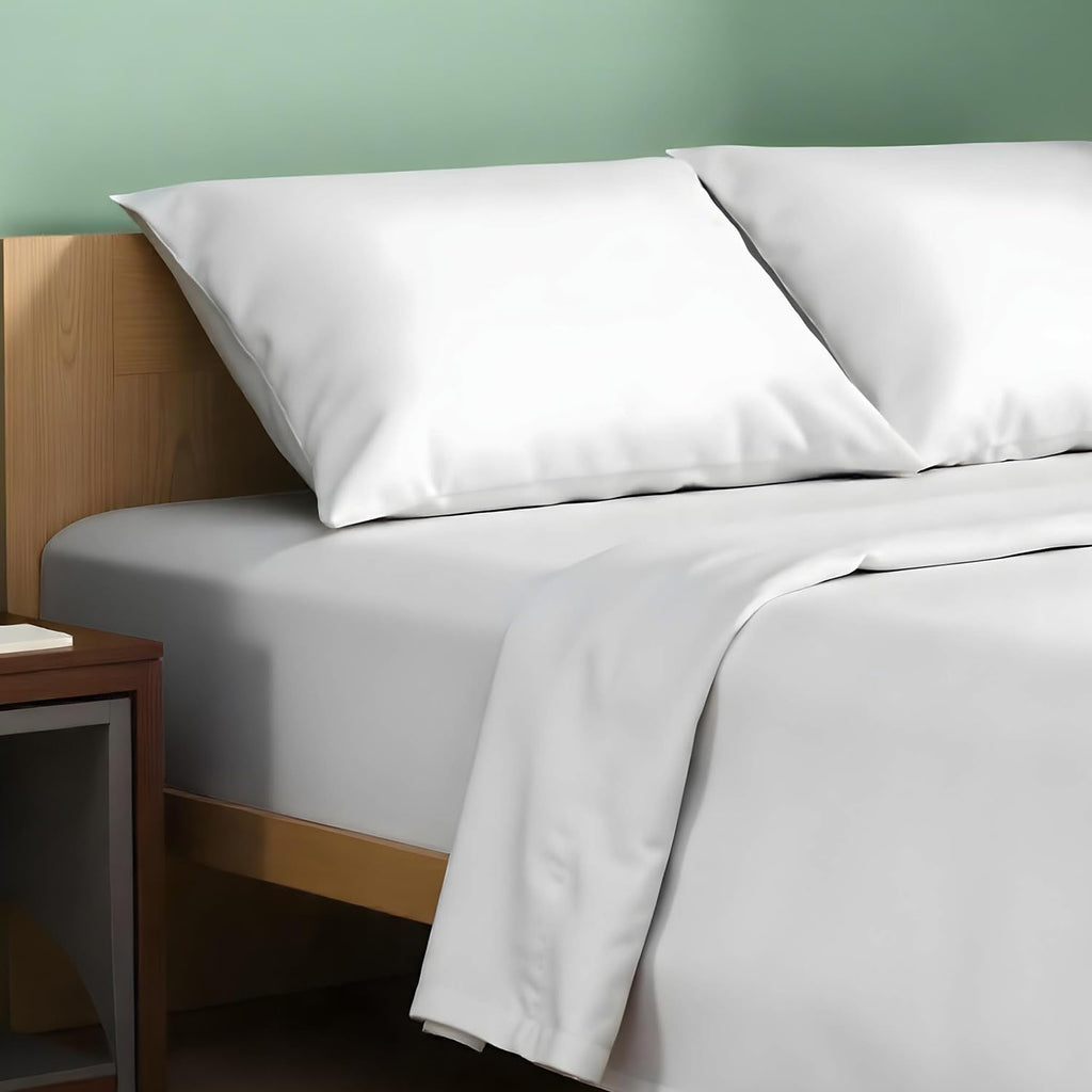 Texas Linen Co. King Size Organic Cotton Percale Sheets - Soft & Cooling 4-Piece White Set | GOTS Certified