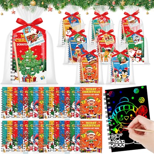 Funrous 48 Pack Christmas Scratch Art Set with Gifts - Traditional Variant