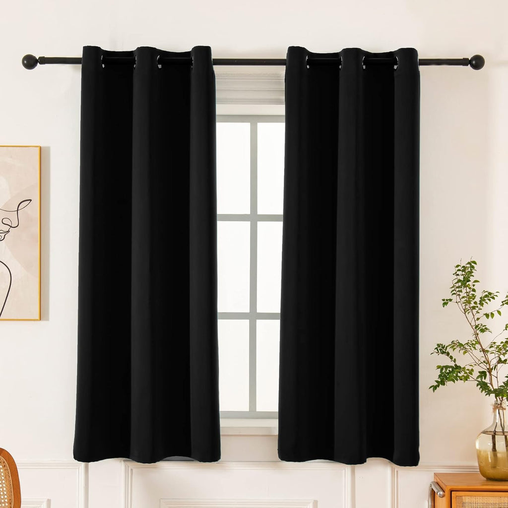 Pickluc Blackout Curtains - Light Blocking Thermal Insulated Drapes, 42" x 54", Black, 2 Panels
