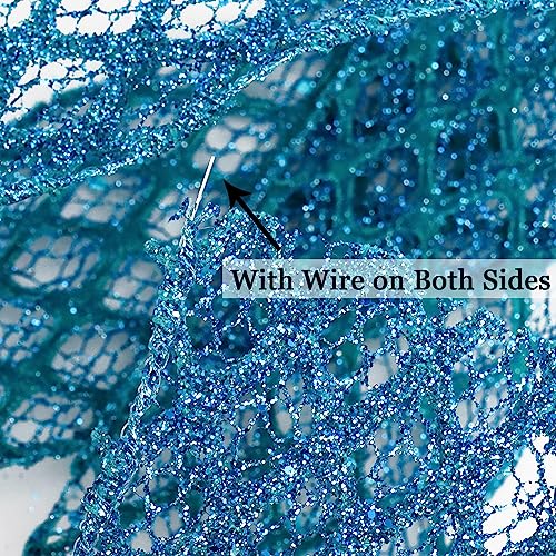 Turquoise Glitter Wired Ribbon 2.5