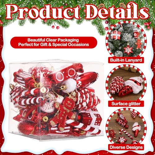 Soulchen 40 Pcs Red White Candy Christmas Tree Ornaments Holiday Decorations