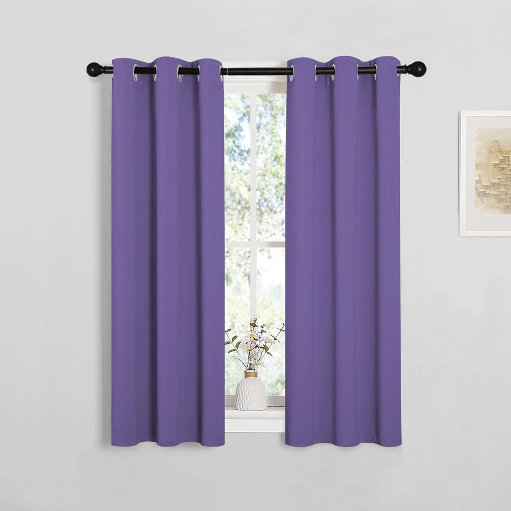 NICETOWN Blackout Curtain Panels - Thermal Insulated Grommet Drapes for Basement | Lilac Purple, 29x45" (1 Pair)