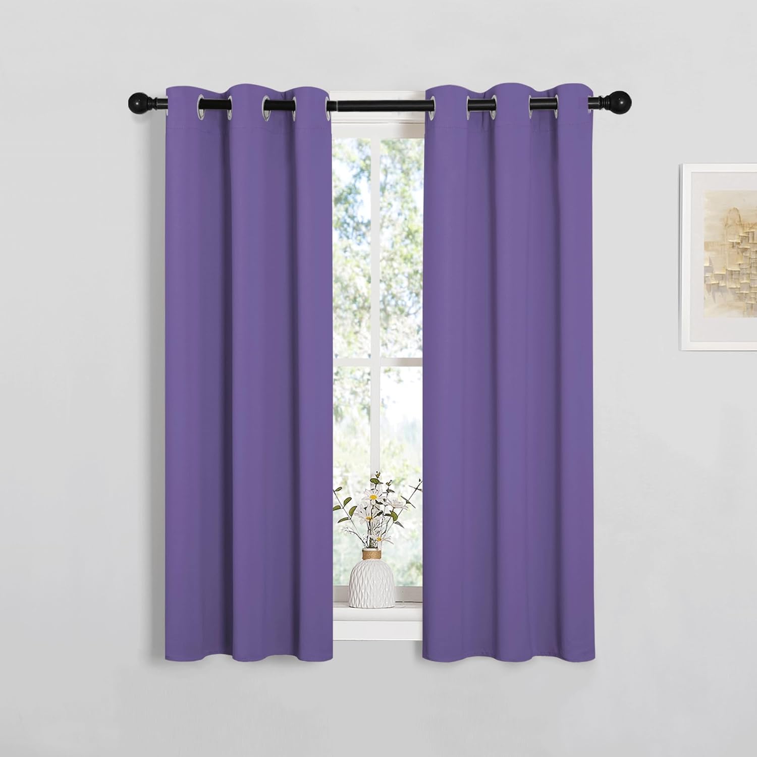 NICETOWN Blackout Curtain Panels - Thermal Insulated Grommet Drapes for Basement | Lilac Purple, 29x45" (1 Pair)