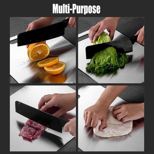 Apex Titanium Cutting Board, Titanium Cutting Boards for Kitchen, Stainless Steel Cutting Board, Double Sided Chopping Board for Cutting Meat Vegetable Fruit(Silver, 15.4 x 11in)