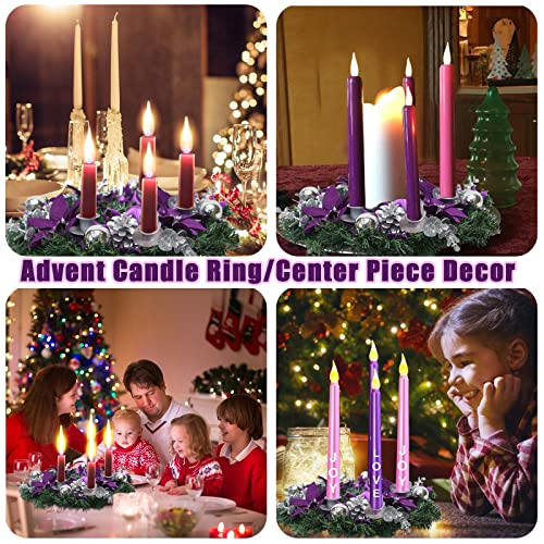 13-Inch Purple Advent Wreath Candle Holder for Christmas Table Decor