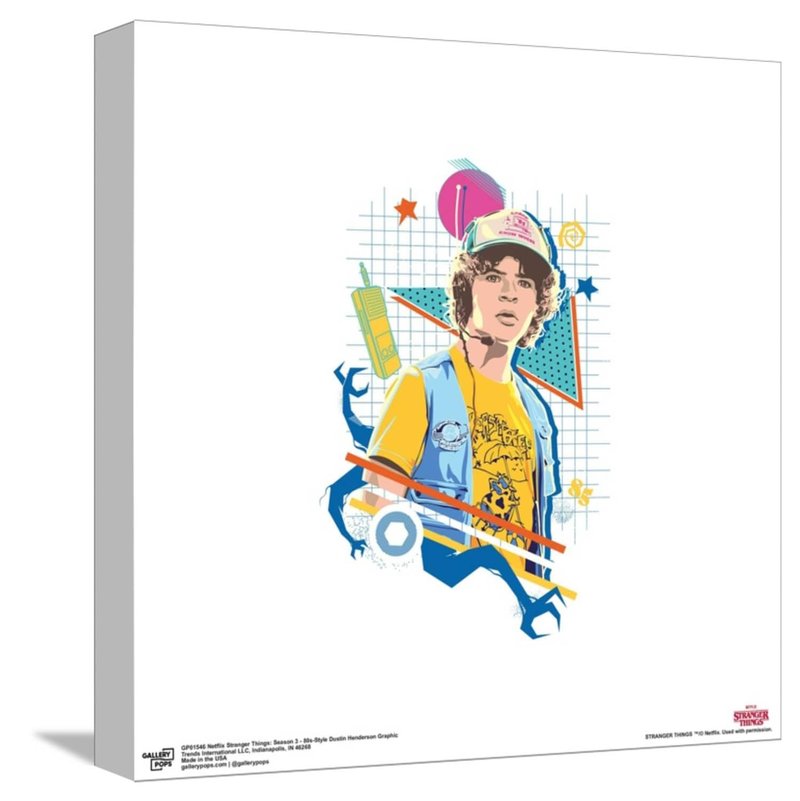Trends International Gallery Pops Netflix Stranger Things: Season 3-80s-Style Dustin Henderson Graphic Canvas Wall Art Wall Poster, 12.00" x 12.00", Stretched Canvas