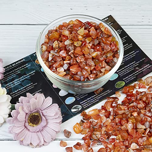 Natural Carnelian Crystal Chips - 1/2 lb Polished Gemstone Rocks for Decor