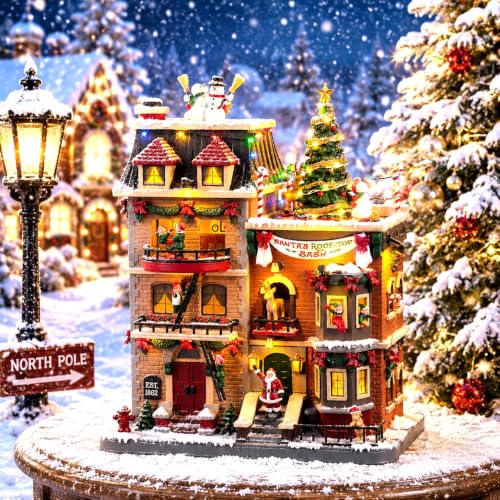 Lemax Santa's Rooftop Bash Christmas Village Scene with Adapter