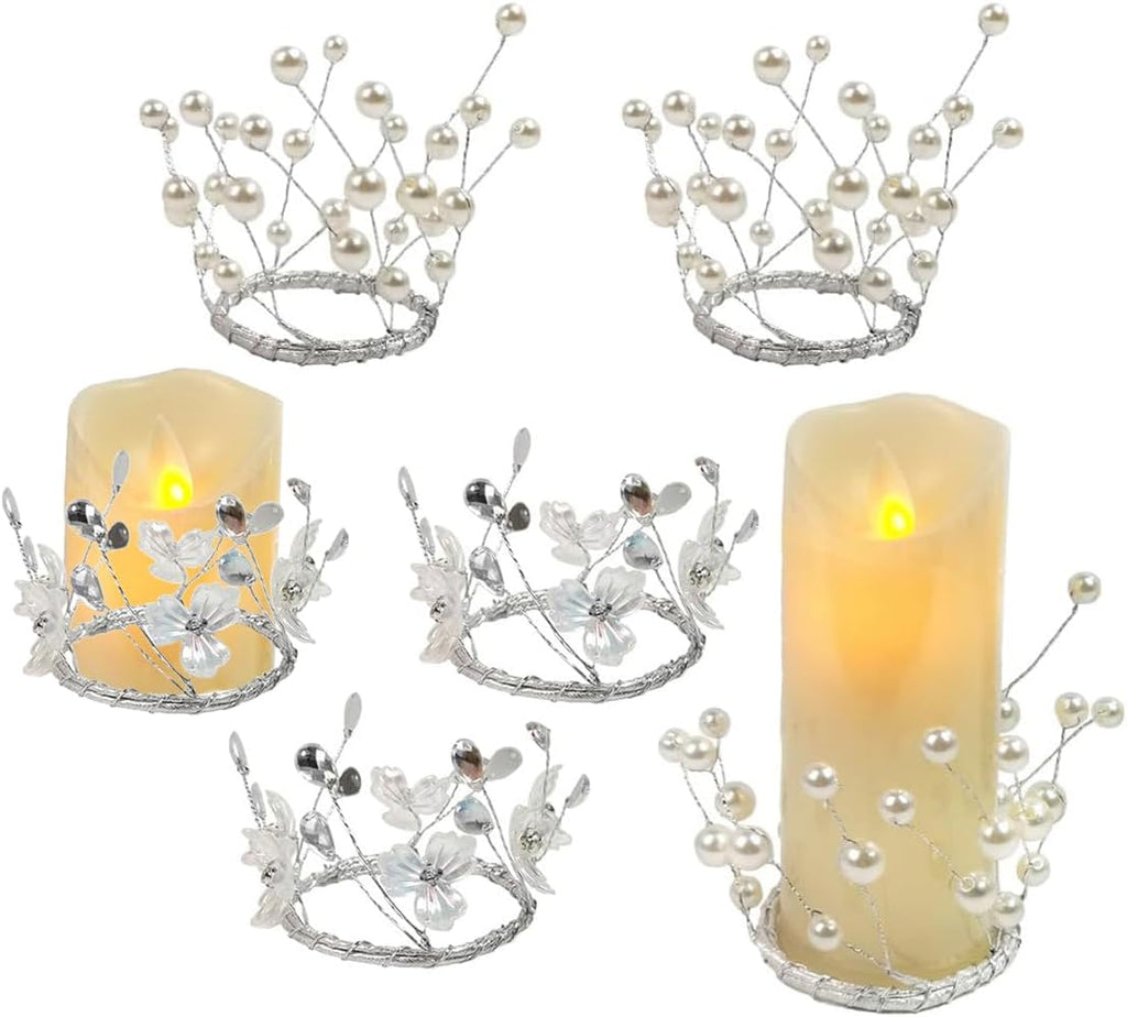 Regine Switzerland Simulated Pearl Beaded Candle Ring Wreath - Elegant 2" Centerpiece for Home & Weddings