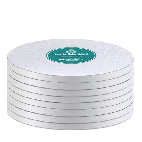 White Cake Drums Round 12 Inch Cake Boards with 1/2-Inch Thick Smooth Edges for Multi Tiered Birthday Wedding Party Cakes Drum Board