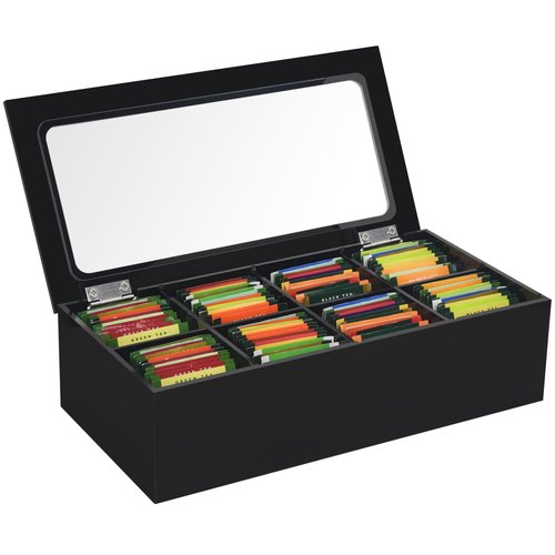 Tasybox Tea Bag Organizer, Acrylic Tea Box with Lid, Tea Packet Holder Storage Container for Home Decor