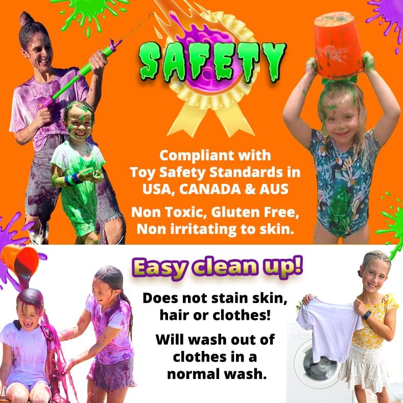 PARTY GOAT Instant Slime Powder - Make 40 Gallons of Multicolor Slime for Blaster Guns & Color Events