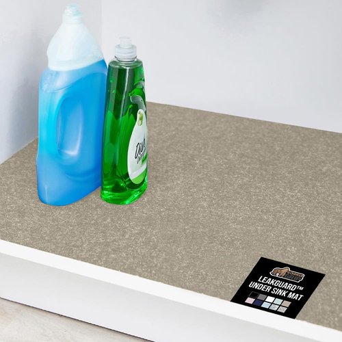 GORILLA GRIP LeakGuard Non-Adhesive Under Sink Mat for Kitchen Cabinet, Waterproof Quick Dry Shelf Liner, Durable Absorbent Felt Mats for Bathroom Sinks, Cabinets, Dresser, Easy to Trim, 24x24 Beige