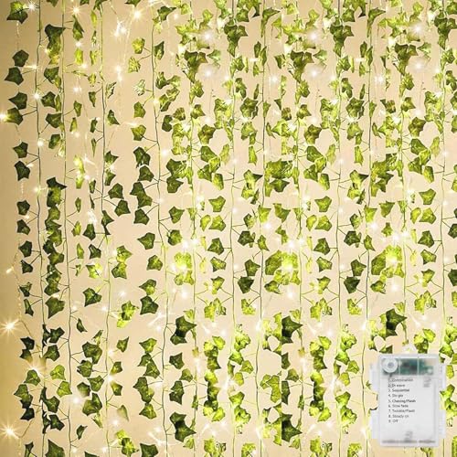 84Ft Artificial Ivy Garland with 80 LED String Lights and Remote Control