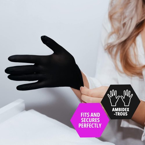 Med Pride Heavy Duty Black Nitrile Gloves - Non-Allergenic & Ultra-Strong | 4 Mil Thick, 1000-Count (Small)