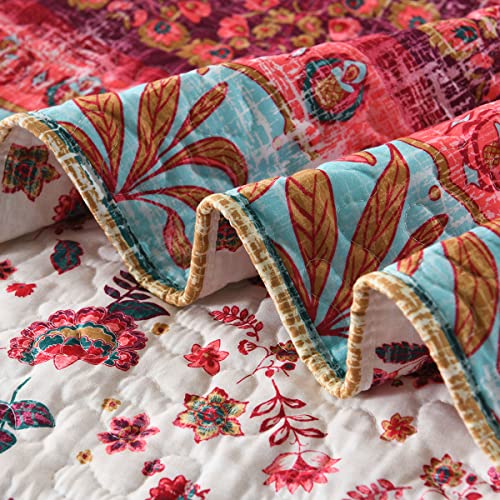 Boho Reversible Queen Quilt Set - 3-Piece Lightweight Bedspread