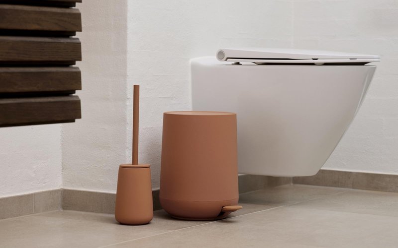 Zone Denmark Nova One Ceramic Toilet Brush with Brush Holder, Soft Touch Coating, Diameter 10.3 cm, Height 37 cm, Mandarin