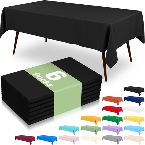 Misaya Disposable Plastic Tablecloths - 54 x 108 Inch Waterproof & Leakproof Black Covers for Picnics, Parties & Outdoor Events