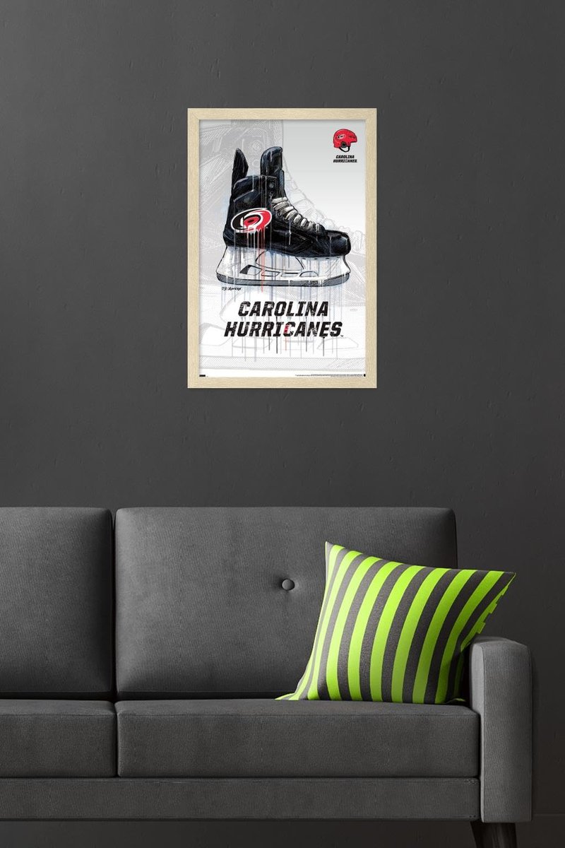 Trends International NHL Carolina Hurricanes - Drip Skate 21 Wall Poster, 22.4L x 14.7W, Blonde Framed Version