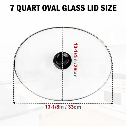 Oval Glass Lid 7 Quart Fits for Hamilton Beach Slow Cooker Lid & Rival Crock Pot Slow Cooker SCV700SS,SCCPVP700-S Replacement Oval 7 Quart Lids