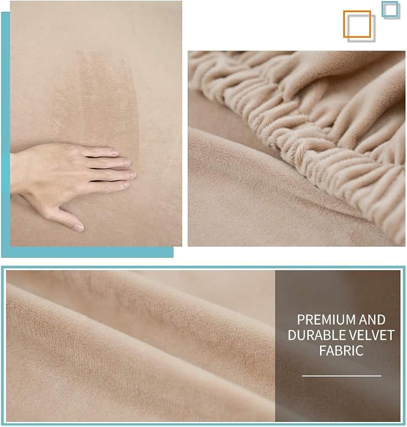 Stretchy Velvet Headboard Cover for Queen Bed - Dustproof & Durable