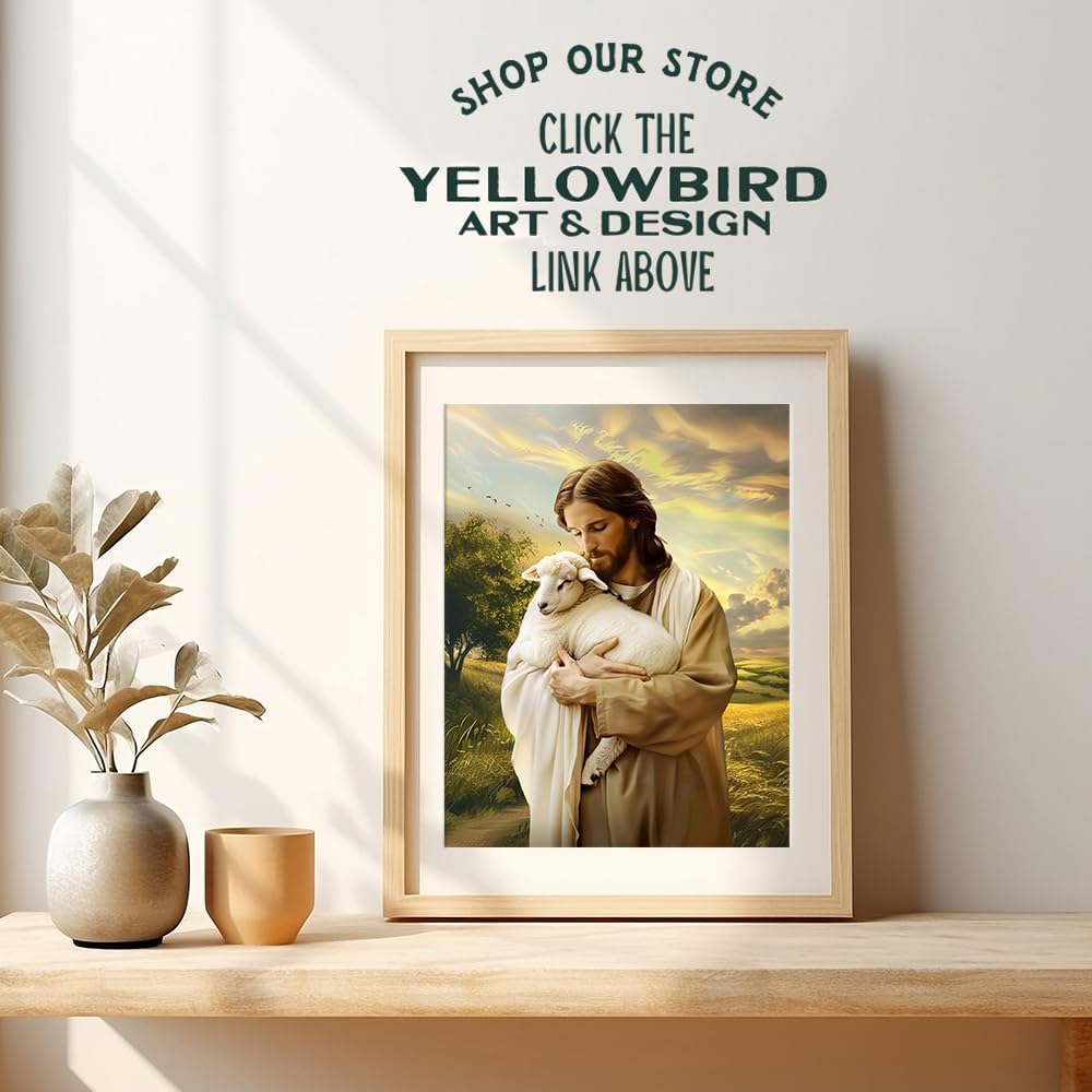 Skiennix Religious Wall Decor | Lamb of God Jesus Artwork - Farmhouse Style Catholic Art for Home
