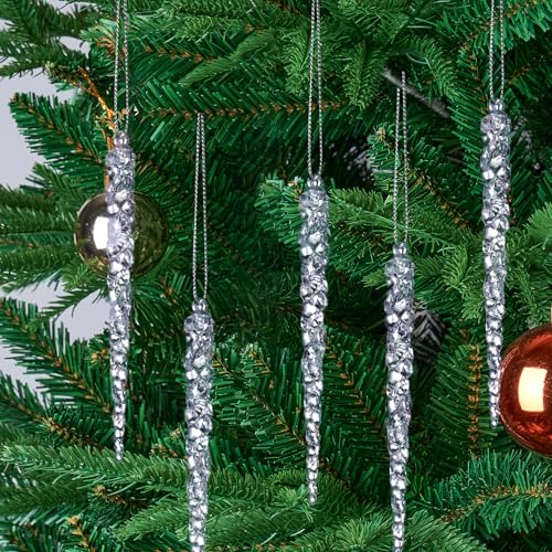Diahom 30ct 5in Crystal Icicle Christmas Ornaments - Clear Hanging Decor