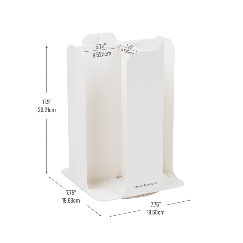 Mind Reader Cup and Lid Carousel, Countertop Org, Coffee Bar, Beverage Cup Holder, Plastic, 7.75"L x 7.75"W x 11.5"H, White