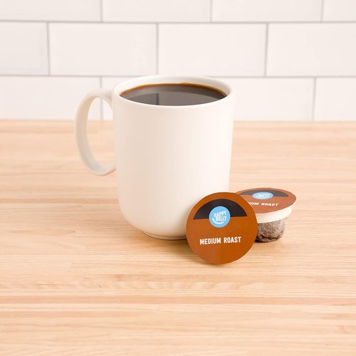 Happy Belly Compostable Coffee Pods - Medium Roast, Compatible with K-Cup Brewer, 96 Count