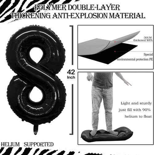 GOER Jumbo 28 Inch Black Foil Balloons - Perfect for 28th Birthday Party Decorations | Helium-Ready