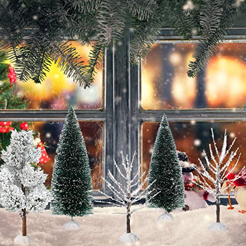 Sumind 12 Pcs Mini Christmas Village Snow Trees – Vivid Style