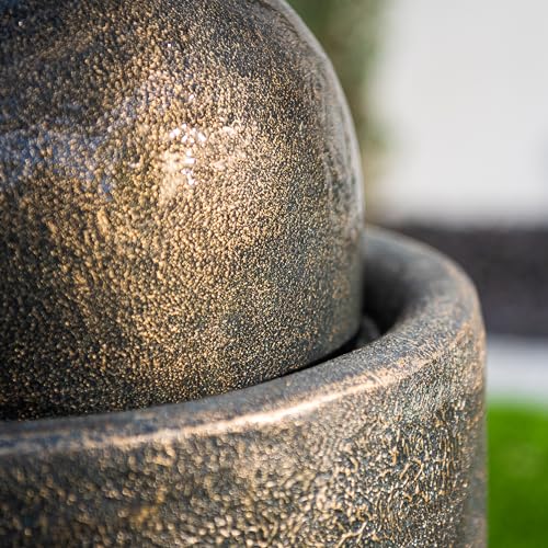 26-Inch Modern Sphere Water Fountain with LED Lights for Indoor & Outdoor