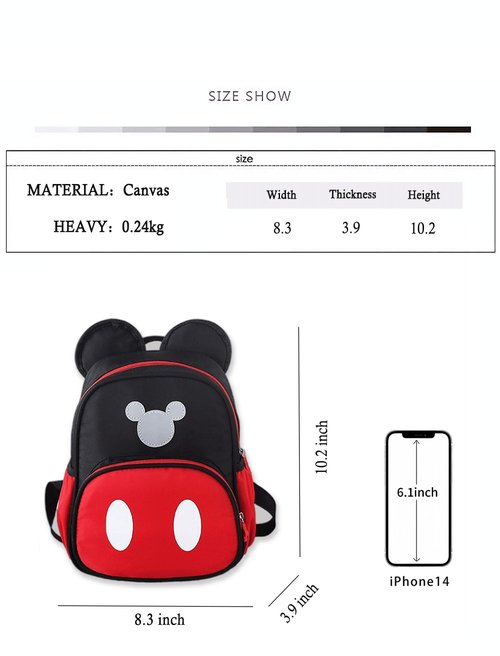 Cute Mini Backpacks, Red Cartoon Bag, Mouse Ears Bowknot Travel Daypack