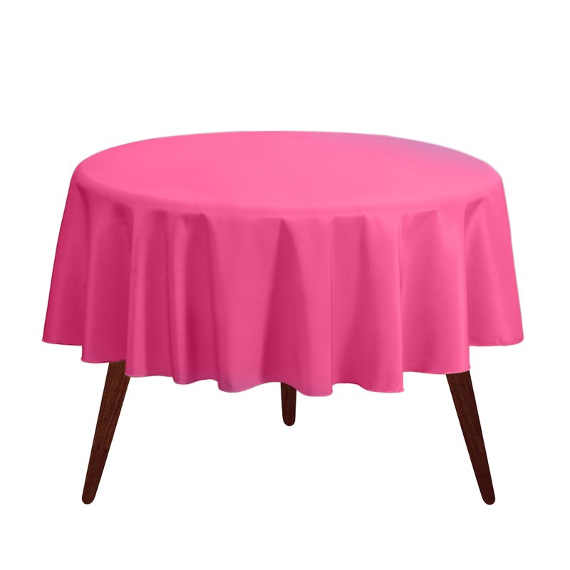 Gee Di Moda Round Tablecloth - 120 Inch Fuchsia Round Table Cloth for 60 to 96 Inch Round Tables - Heavy Duty Washable Fabric - for Buffet Table, Holiday Party, Dinner, Wedding & Baby Shower