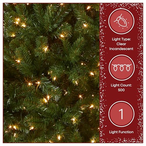 7ft Pre-Lit Artificial Spruce Christmas Tree with 500 Clear Lights & Stand