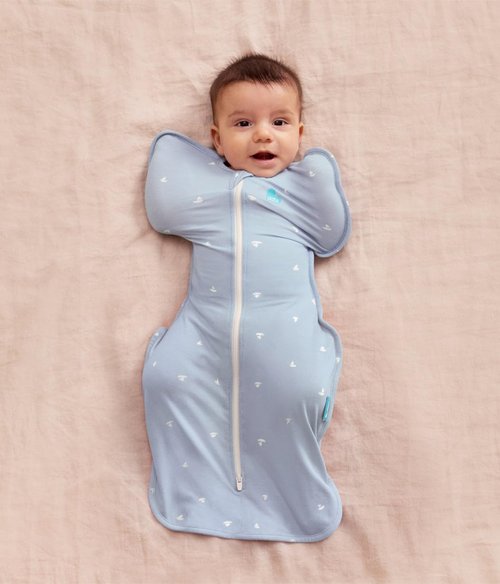 Love To Dream Swaddle Up - Soft Bamboo Fabric Wearable Blanket | Arms Up Design, 1.0 TOG, Small 8-13 lbs, Boats Mist