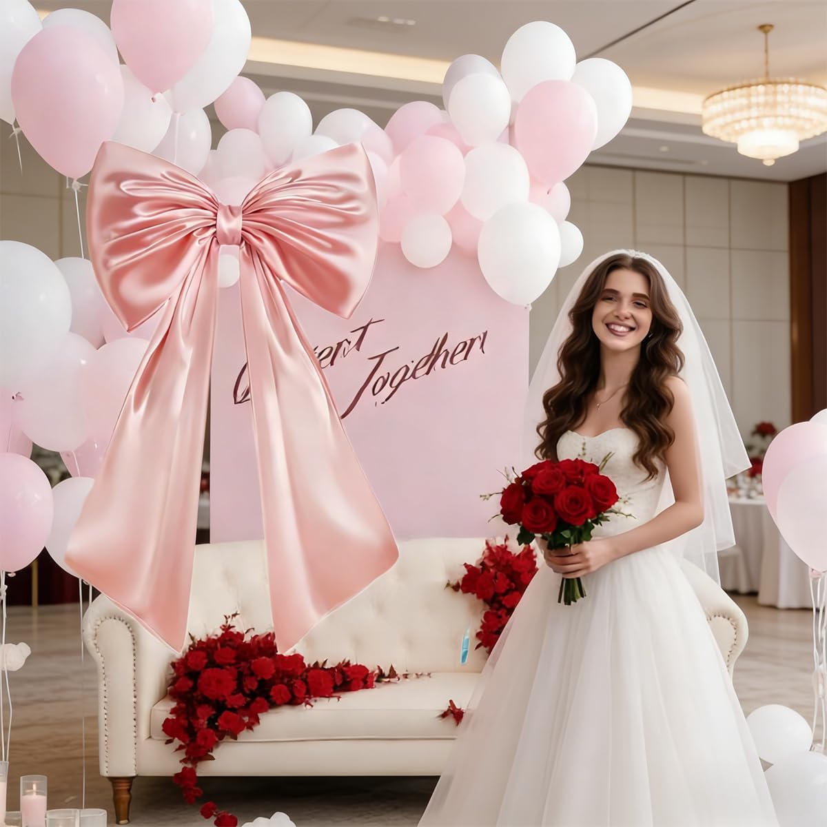 Skiennix Large Pink Bow Decor - 3D Look with Hidden Lining | Perfect for Bedroom Wall & Party Decor (1 PCS)