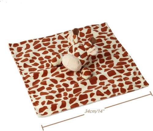 CREVENT Soft Plush Animal Face Security Blanket - Perfect Gift for Babies | Brown Giraffe Design