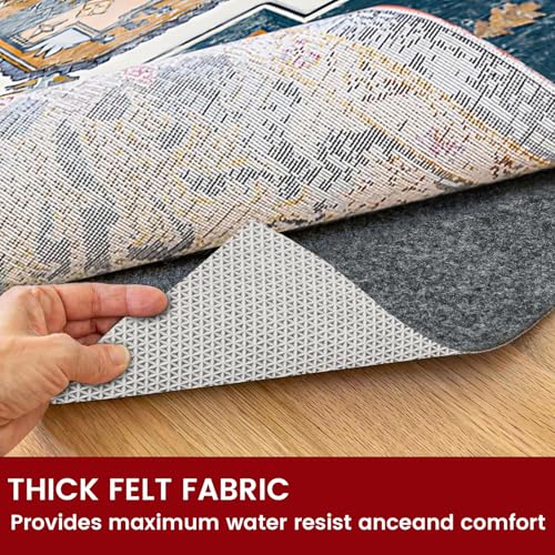 8x10 ft Waterproof Rug Pad, Non-Slip Felt Carpet Pad for Hardwood Floors