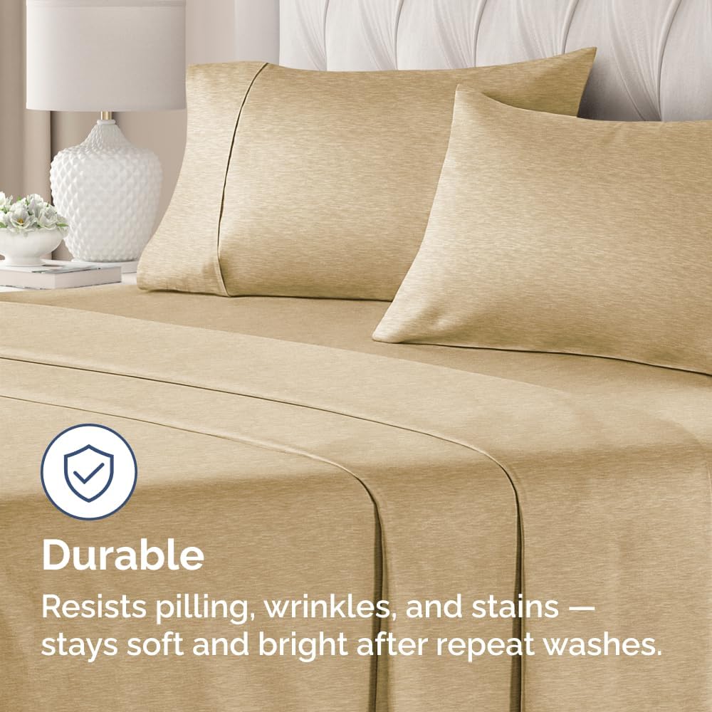 Skiennix Standard Pillow Cases Set of 4 - Ultra Soft Hotel Quality Covers - Machine Washable - Heathered Tan