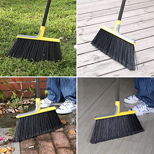 Heavy-Duty Commercial Outdoor Broom 4-Pack with 58" Long Handle & 14" Head