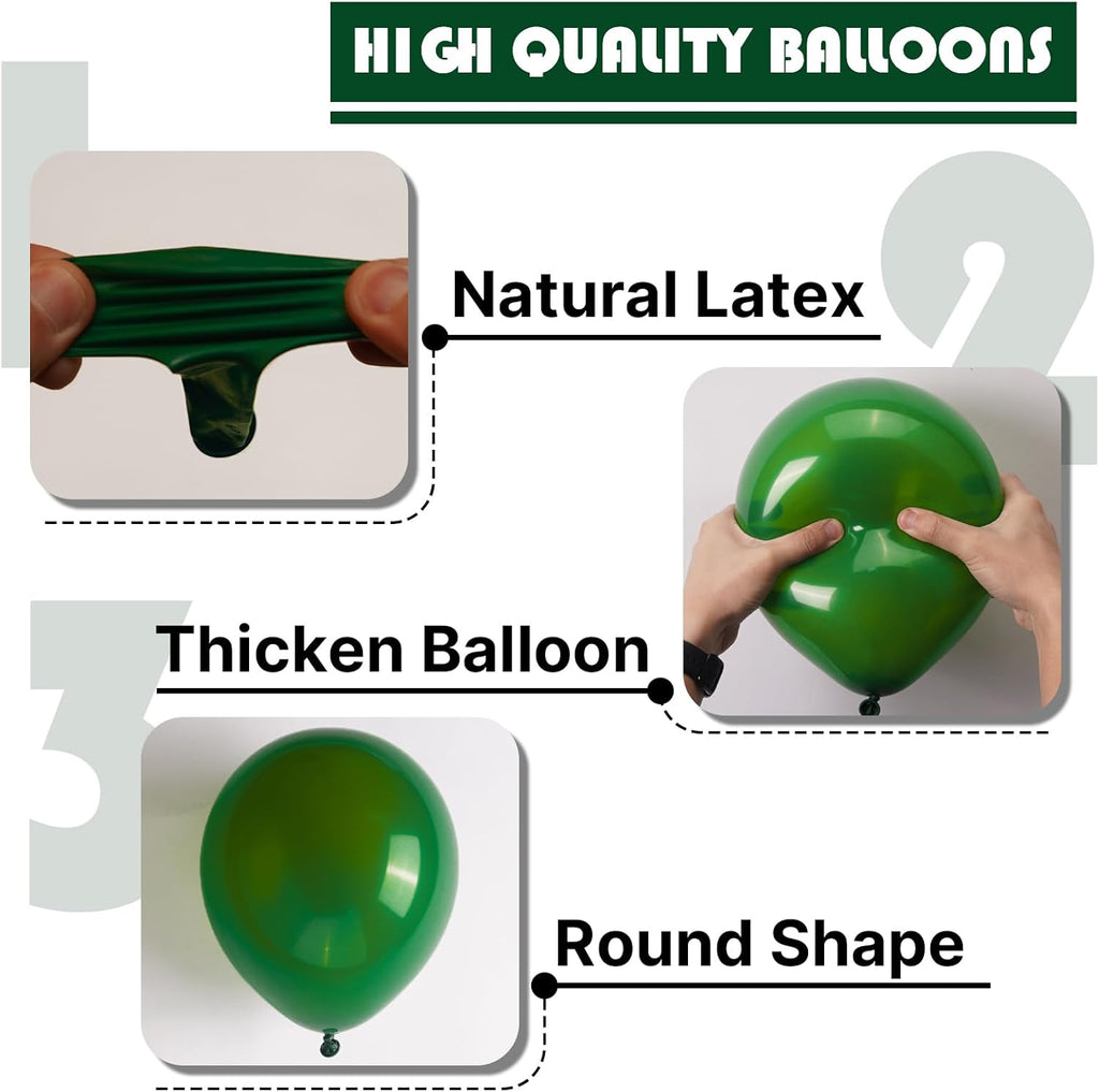 PartyWoo Dark Green Balloons - 120-Piece Emerald Balloon Arch Kit for Birthday & Graduation Decor