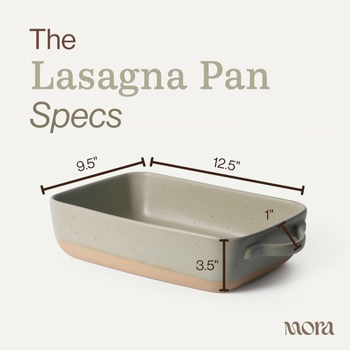 Mora Ceramic Baking Dish - Large 9x13 in Extra Deep Casserole Pan | Porcelain Bakeware in Thyme