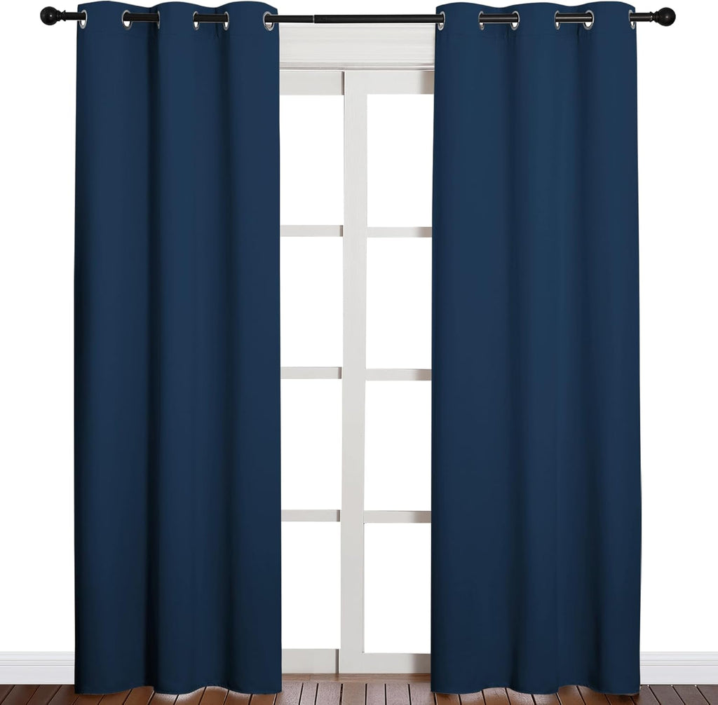 NICETOWN Blackout Curtains - Thermal Insulated Grommet Drapes for Office & Theater | Moroccan Blue, 84 Inches