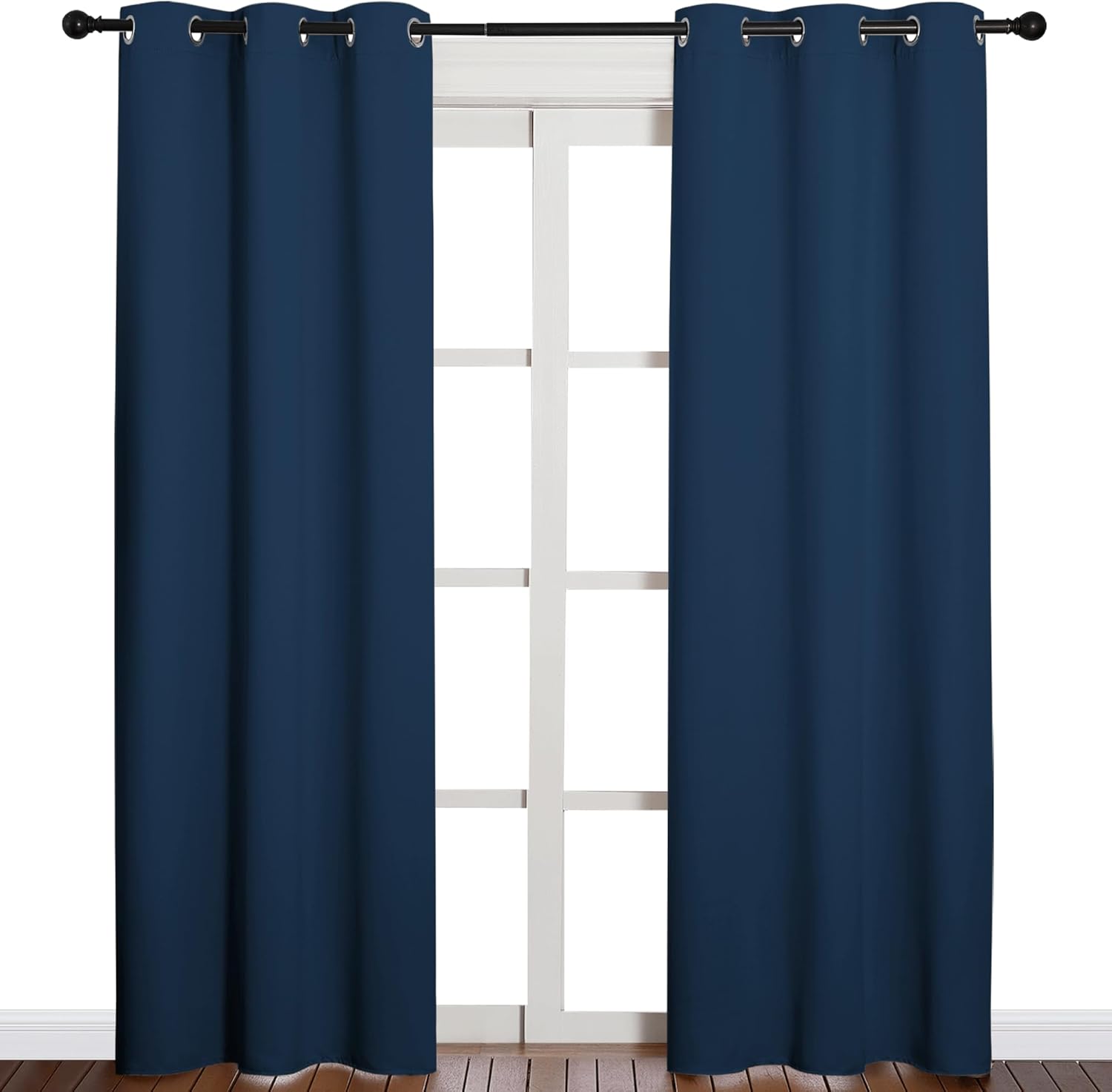 NICETOWN Blackout Curtains - Thermal Insulated Grommet Drapes for Office & Theater | Moroccan Blue, 84 Inches