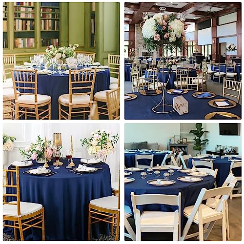 JALANCY 4 Pack Navy Blue 108 Inch Round Polyester Table Covers — Heavy Duty & Spill Resistant