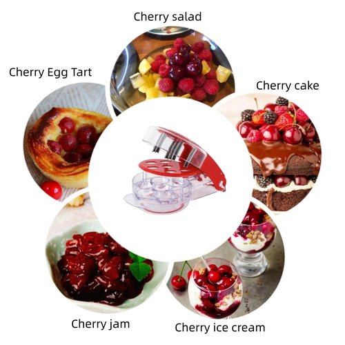Cherry Pitter Tool PitRemover,Cherries Seed Remover 6 AtTime,Olive Pitter Tool,Cherry Pit Remover Toolfor Kitchen, Cake Shop, Fruit Salad (Red)