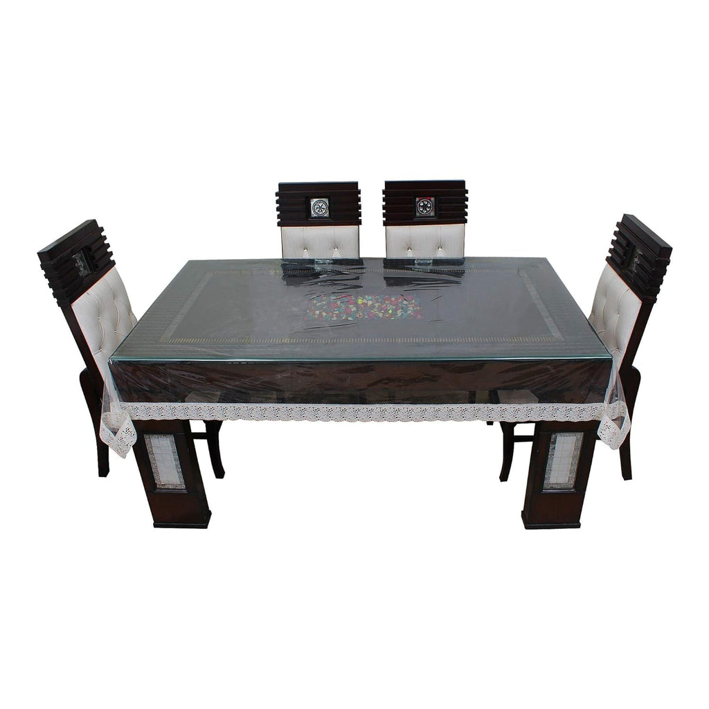 SNDecor Indoor Outdoor Heavy Duty Premium Crystal Clear Vinyl Tablecloth, Waterproof Wipeable Plastic Protector Cover for Tables (White Lace, 60" x 108")