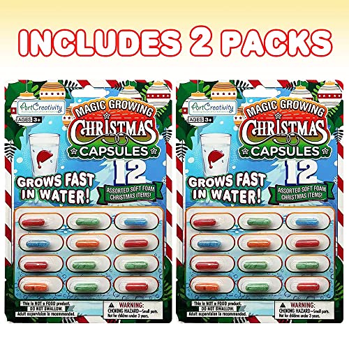 ArtCreativity 24 Pack Magic Growing Christmas Capsules - Foam Toy Party Favors