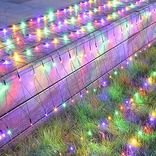 iBaycon 4FT x 6FT Multicolor Outdoor Christmas Net Lights Mesh with 8 Modes & Timer